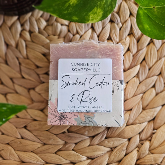 Smoked Cedar & Rose- Handmade Bar Soap
